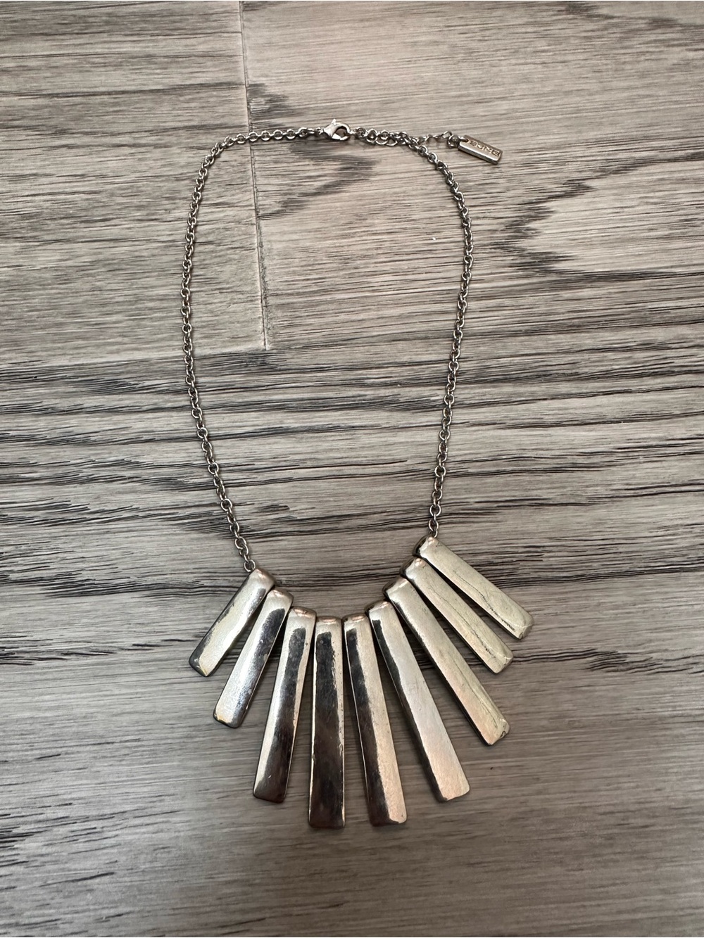 Vintage ALFRED SUNG Silver-Tone Fan Bar Necklace